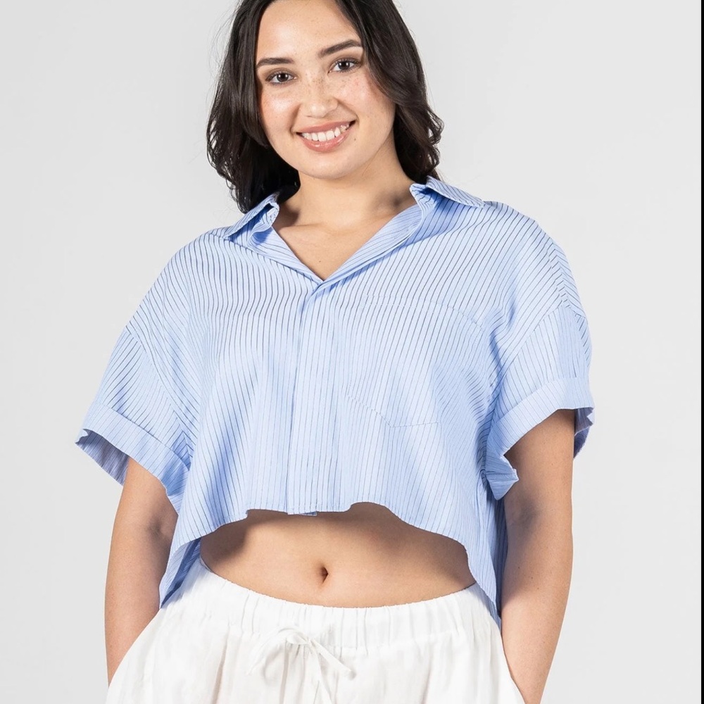 c’est moi CROP BOXY OXFORD SHIRT
